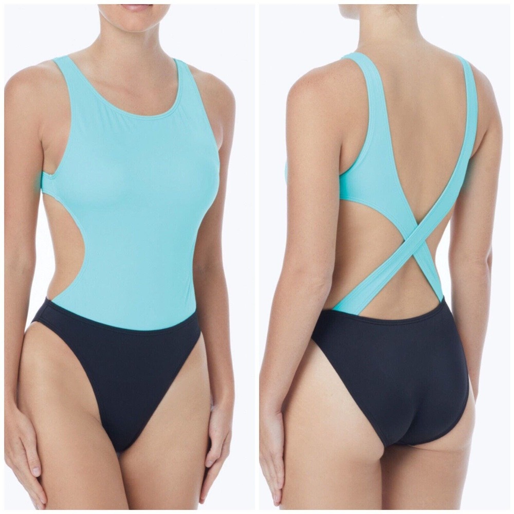 Coco Rave One Piece Swimsuit Size Large Copa Aqua Cross Back Strap Swimwear New
